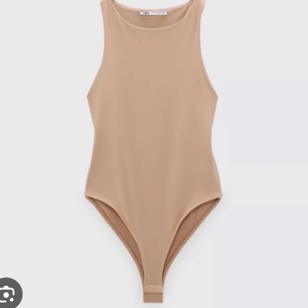 Zara Tan Ribbed Bodysuit Size Small - Picture 1 of 7